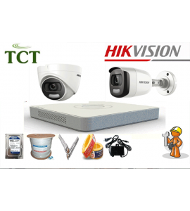 Giá lắp đặt trọn bộ 5 camera Hikvision HD-TVI Có màu 2.0MP